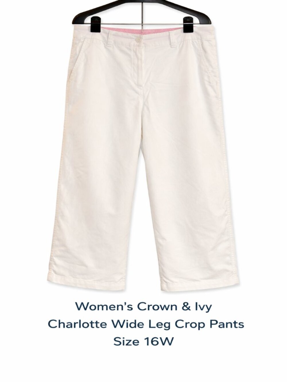 Women's Crown and Ivy Charlotte Wide Leg Crop Pant Size 16W White